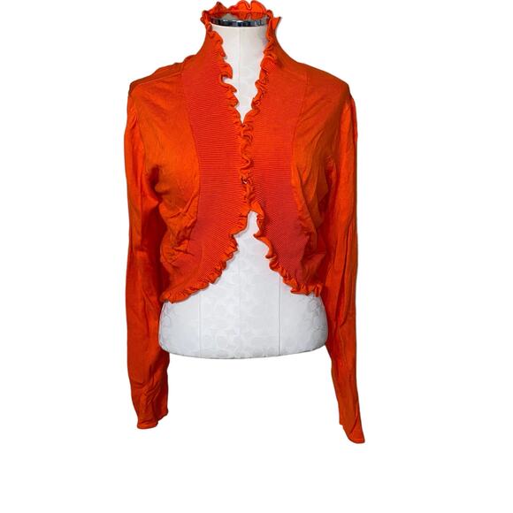 Ashley Stewart Orange Ruffled Open Front Cardigan Sweater Plus Size 18/20 - Picture 1 of 5